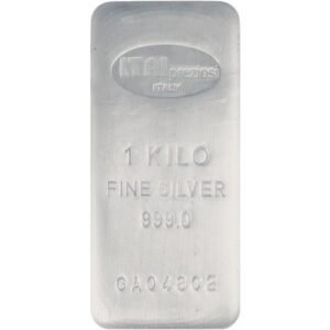 1 Kilo Italpreziosi Cast Silver Bar (New w/ Assay)
