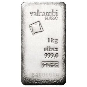 1 Kilo Valcambi Antique Finish Cast Silver Bar (New w/ Assay)