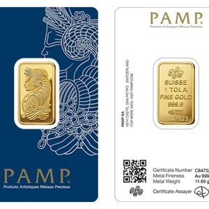 1 Tola PAMP Lady Fortuna Gold Bar