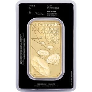 1 oz British James Bond Diamonds Are Forever Gold Bar (New w/ Assay)