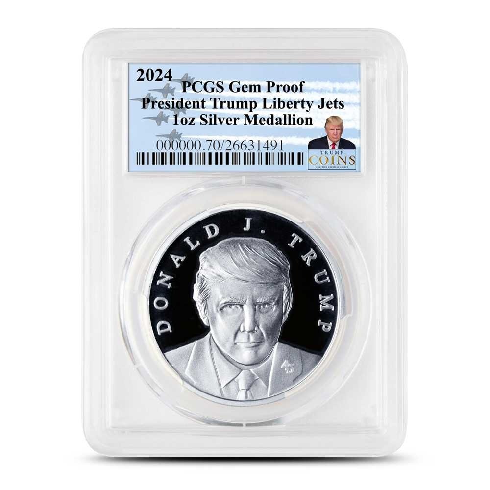 1 oz President Trump Jets Silver Medallion PCGS GEM Proof - Image 2