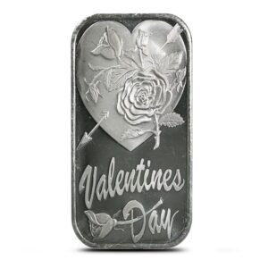 1 oz SilverTowne Happy Valentine’s Day Roses Silver Bar (New)