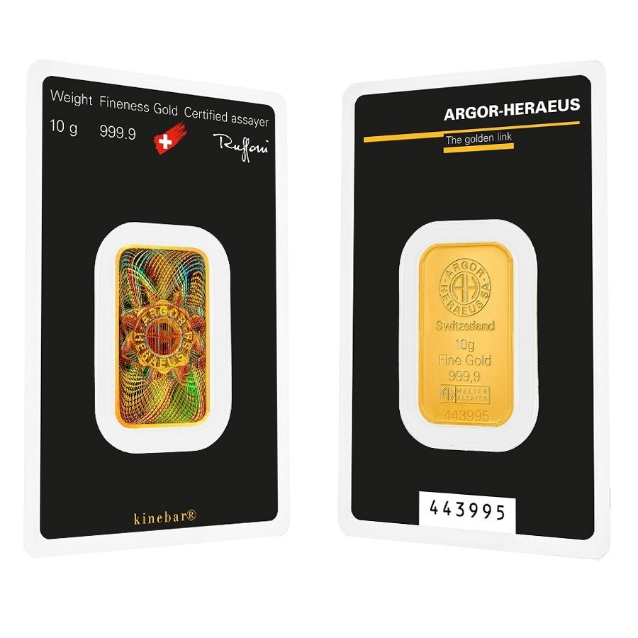 10 Gram Argor Heraeus Gold Bar For