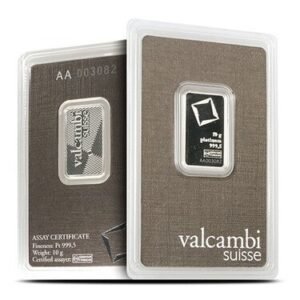 10 Gram Valcambi Platinum Bar For Sale (New w/ Assay)