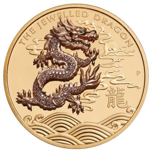 2019 10 oz Proof Gold Jewelled Dragon Coin - Image 4