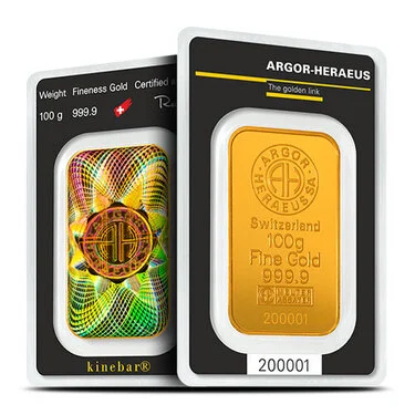 100 Gram Argor Heraeus Kinebar Gold