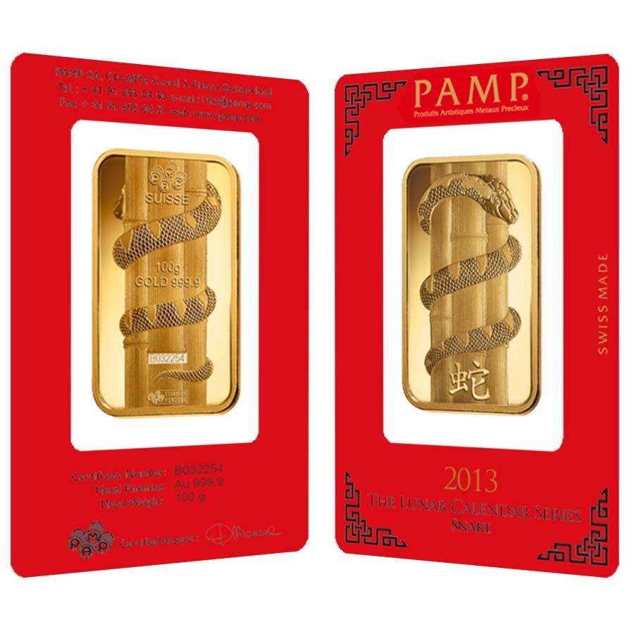 100 Gram PAMP Suisse Lunar Snake Gol