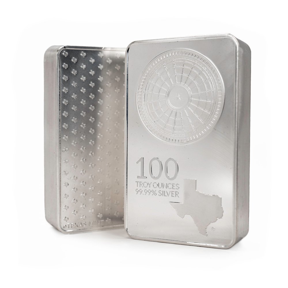 100 oz Texas Mint Silver Bar For Sal