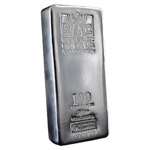 100 oz RMC Republic Metals Silver Bar (Cast, Secondary Market) - Image 2