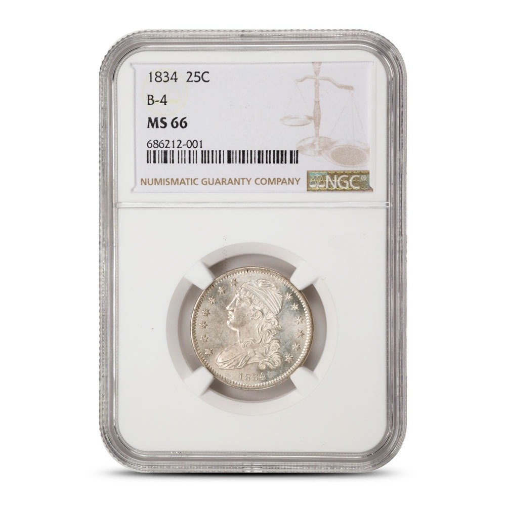 1834-P Capped Bust Quarter NGC MS66