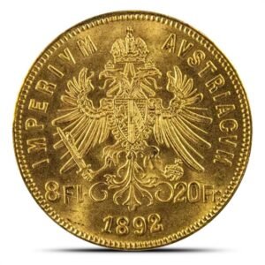 1892 20 Francs / 8 Florin Austrian Gold Coin (BU, Restrike)