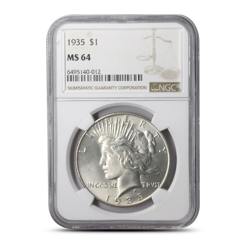 1935 Peace Silver Dollar Coin NGC MS