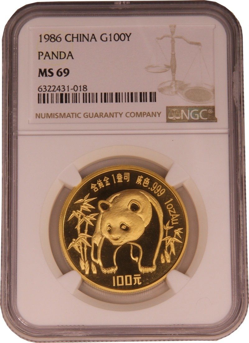 1986 1 oz Chinese Panda Gold Coin NG
