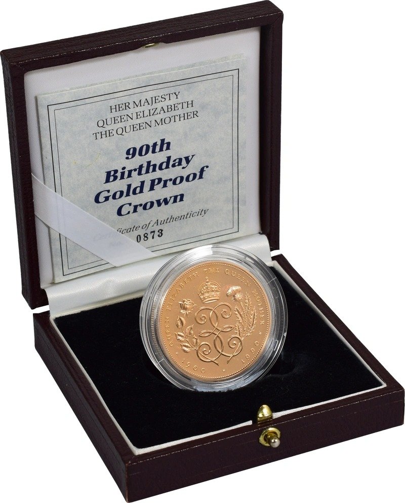 1990 Proof £5 Gold Crown Coin Queen