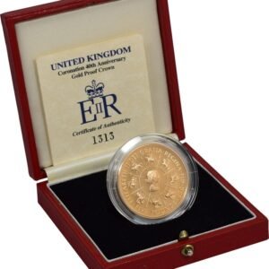 1993 Proof £5 Gold Crown Coin 40th Anniversary of the Coronation Boxed