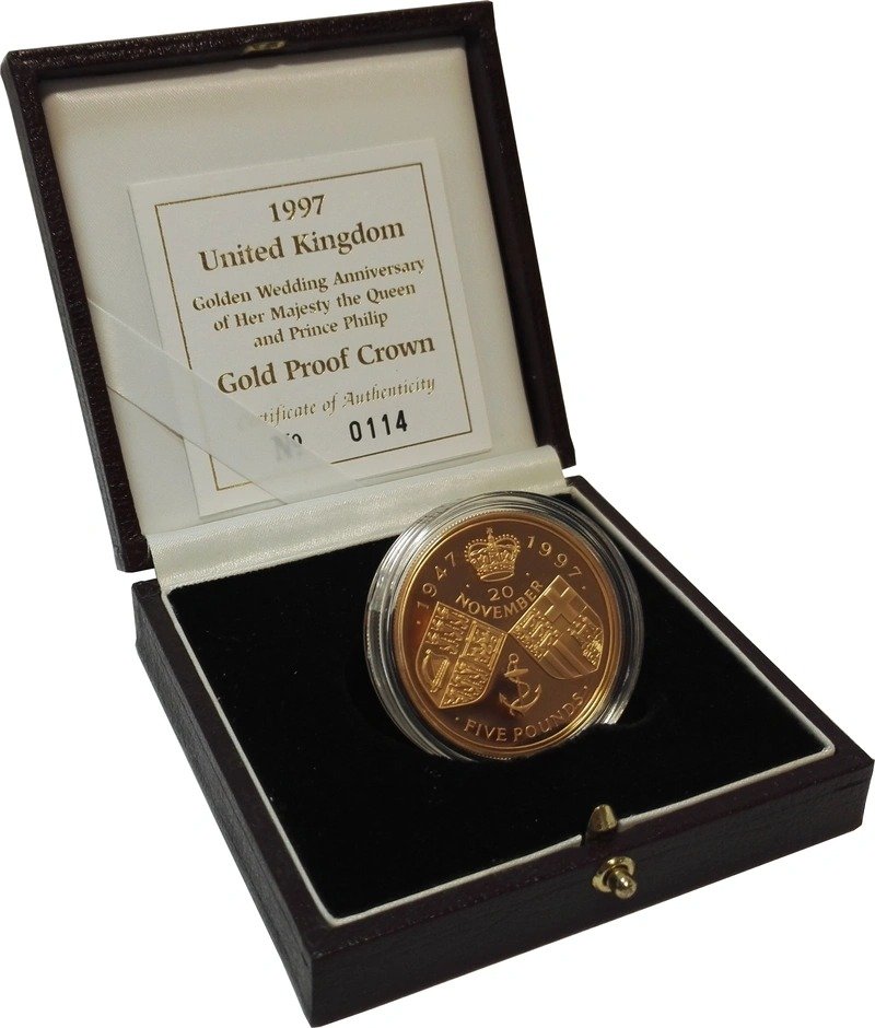 1997 Proof £5 Gold Crown Coin Golden
