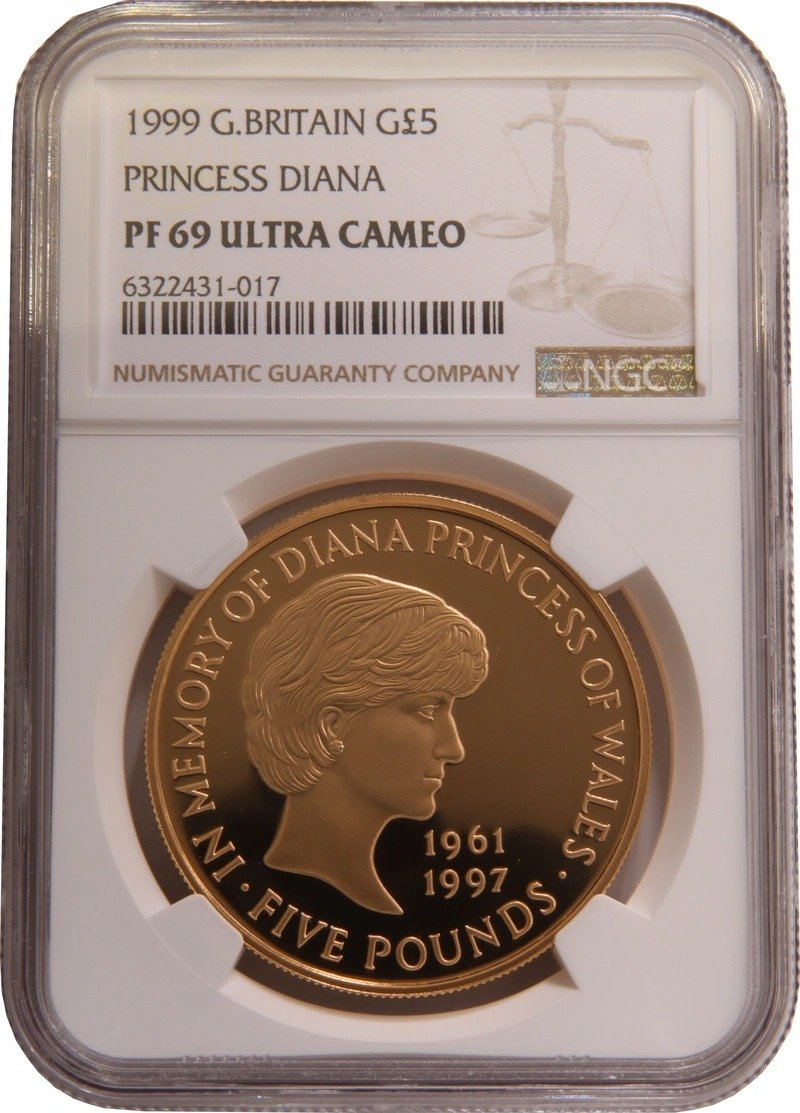 1999 Proof Gold Crown £5 Coin Diana