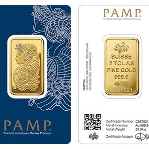 2 Tola PAMP Lady Fortuna Gold Bar