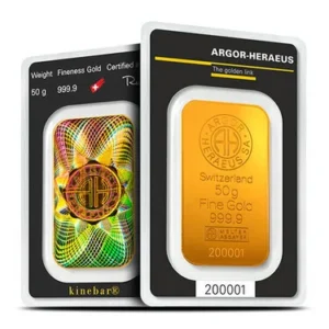 20 Gram Argor Heraeus Kinebar Gold Bar (New w/ Assay)