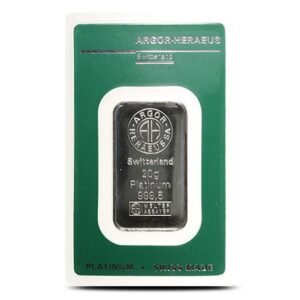 20 Gram Argor Heraeus Platinum Bar (New w/ Assay)