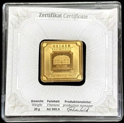 Buy 20 Gram Geiger Square Gold Bar