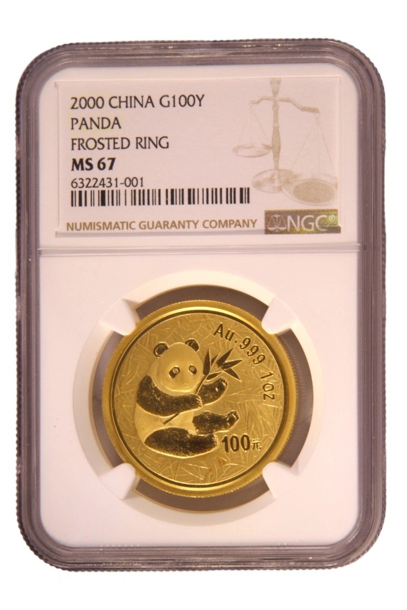 2000 1 oz Chinese Panda Gold Coin Frosted Ring NGC MS67 - Image 2
