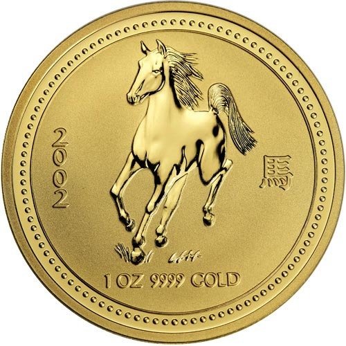 2002 1 oz Australian Gold Lunar Hors