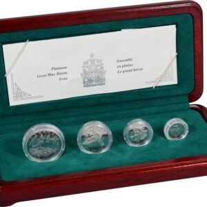 2002 Platinum Canadian Great Blue Heron Proof 4 coin set Boxed