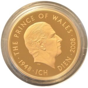 2008 Proof Gold Crown £5 Coin Prince of Wales 60th Birthday Boxed