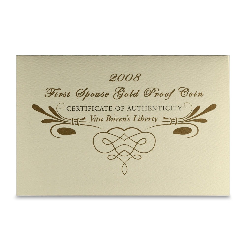 2008-W 1/2 oz Proof US Mint First Spouse Van Buren's Liberty Gold Coin (Box + CoA) - Image 4