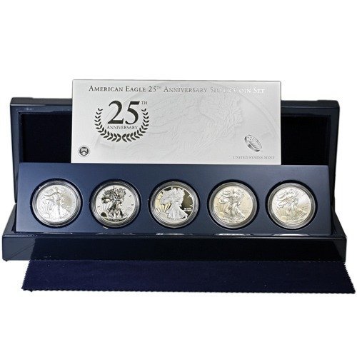 2011 American Silver Eagle 25th Anniversary 5-Coin Set (Box + CoA) - Image 2