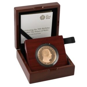 2018 Proof Gold Crown £5 Coin Prince of Wales 70th Birthday Boxed