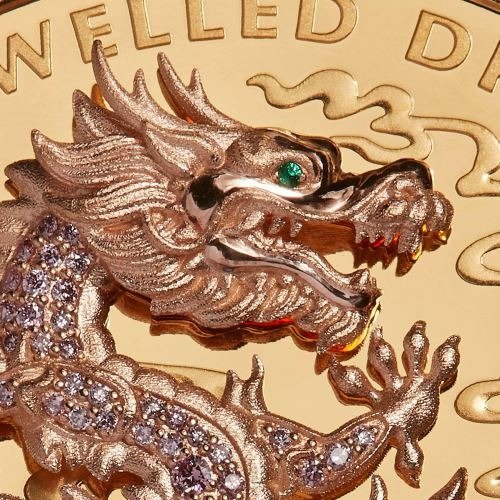 2019 10 oz Proof Gold Jewelled Dragon Coin - Image 3