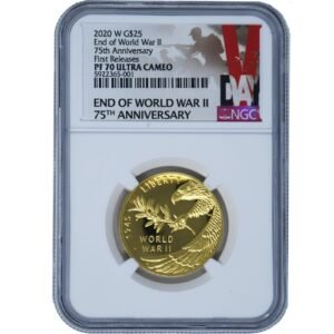 2020 1/2 oz End of WWII 75th Anniversary Gold Coin PR/PF70 (Varied Label, PCGS or NGC)