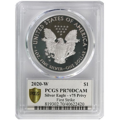 2020-W 1 oz V75 Privy Proof American Silver Eagle Coin PCGS PR70 FS - Image 2
