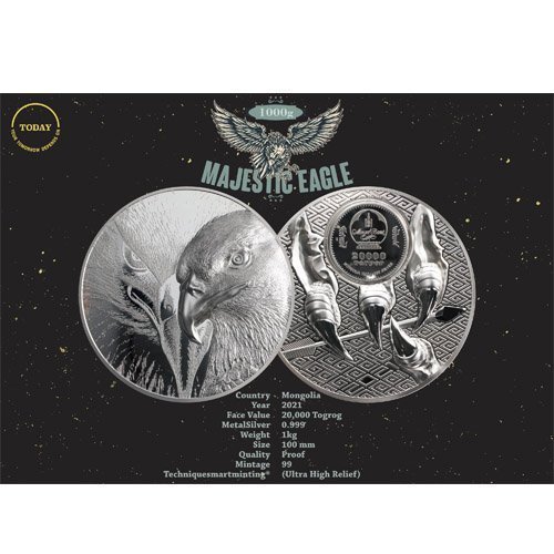 1 Kilo Proof Mongolia Silver Majest