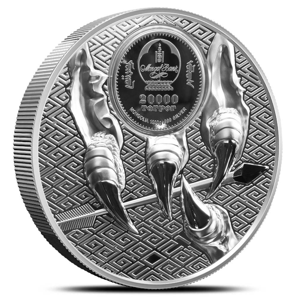 2021 1 Kilo Proof Mongolia Silver Majestic Eagle Coin (Box + CoA) - Image 2