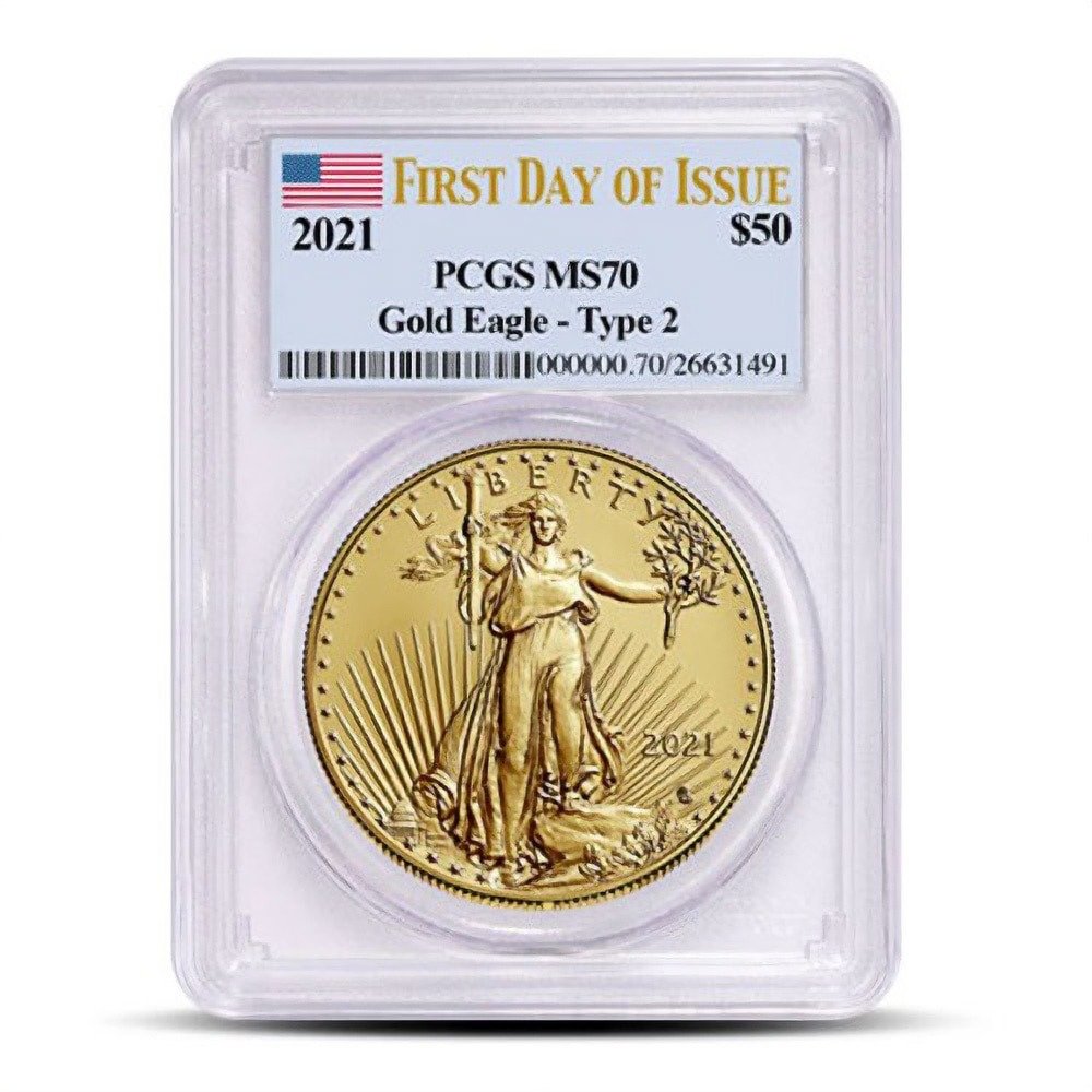 2021 1 oz American Gold Eagle Coin PCGS MS70 FDOI (Type 2) - Image 2