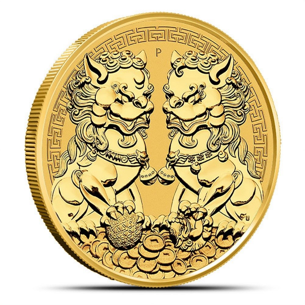 2021 1 oz Australian Gold Guardian Lions Double Pixiu Coin (BU)
