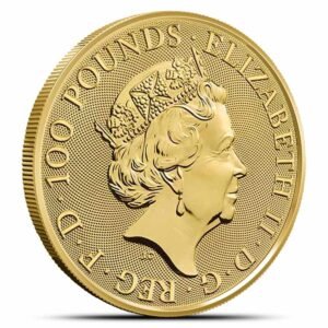 2021 1 oz British Gold Queens Beast White Greyhound Coin (BU)