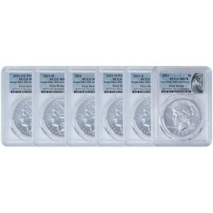 Morgan and Peace Silver Dollar 6-Coi