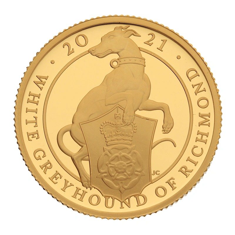 2021 Proof 1/4 oz White Greyhound of Richmond Gold Coin Queen's Beasts Boxed - Image 3