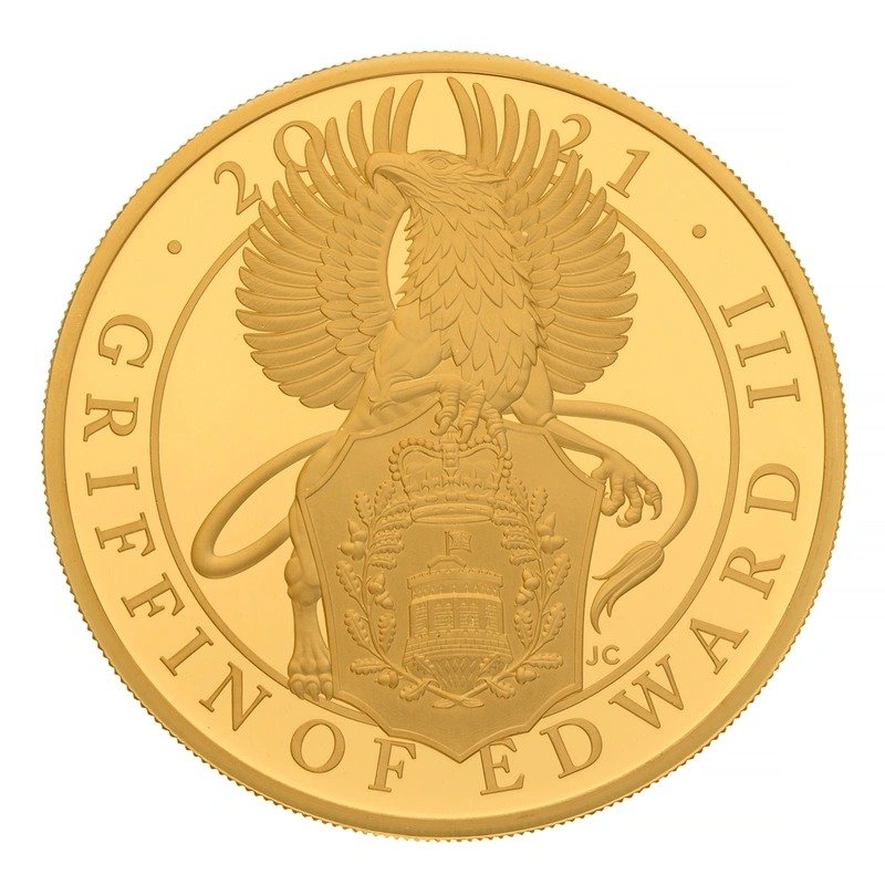 2021 Proof 5 oz Griffin of Edward III Gold Coin Queen's Beasts Boxed - Image 3