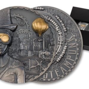 2022 1 Kilo Antique Cook Islands Silver Steampunk Coin (Ultra High Relief)