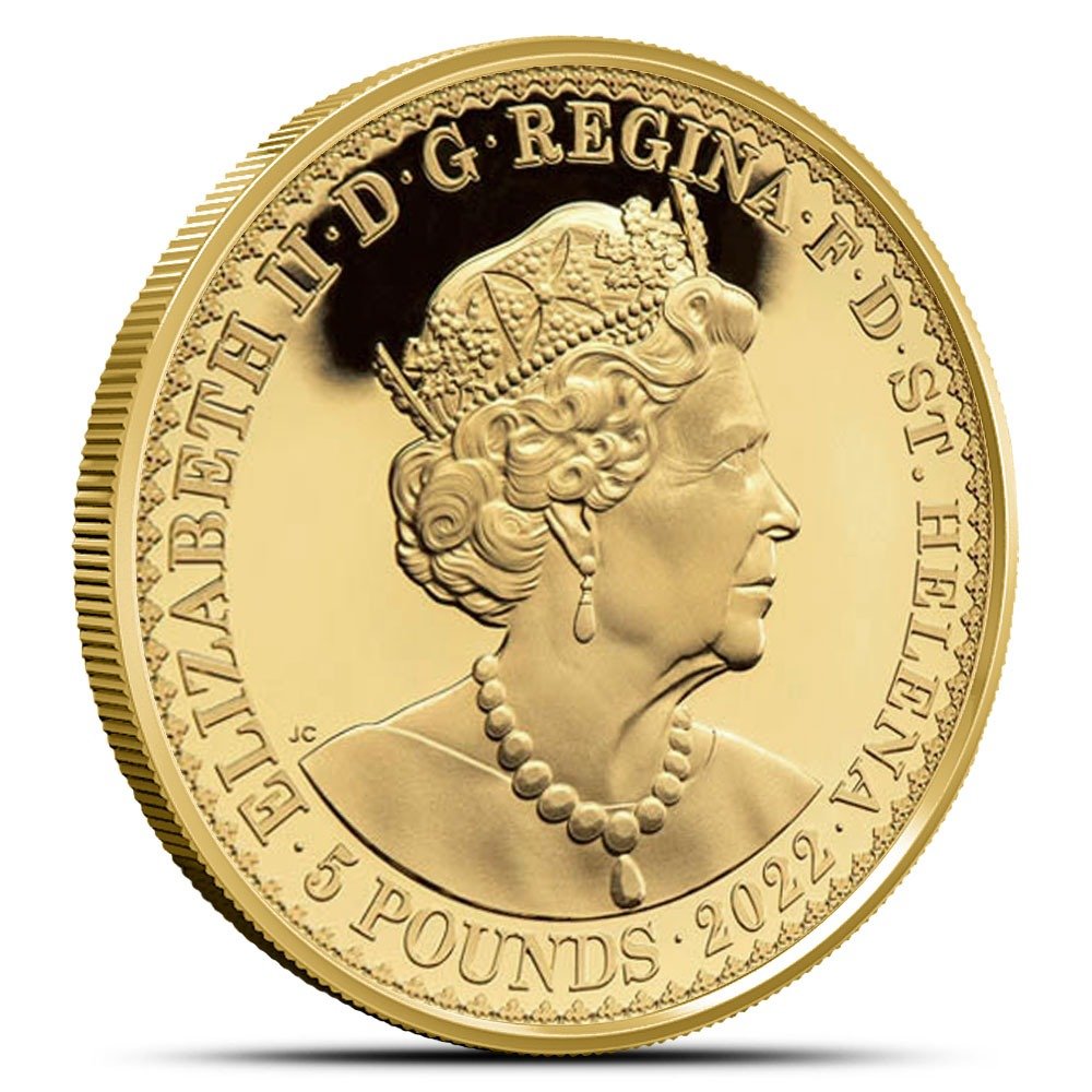 2022 1 oz Proof St. Helena Gold Gothic Crown Portrait Coin (Box + CoA) - Image 2