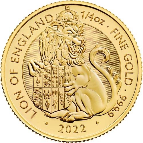 2022 1/4 oz British Gold Tudor Beasts Lion of England Coin (BU) - Image 3