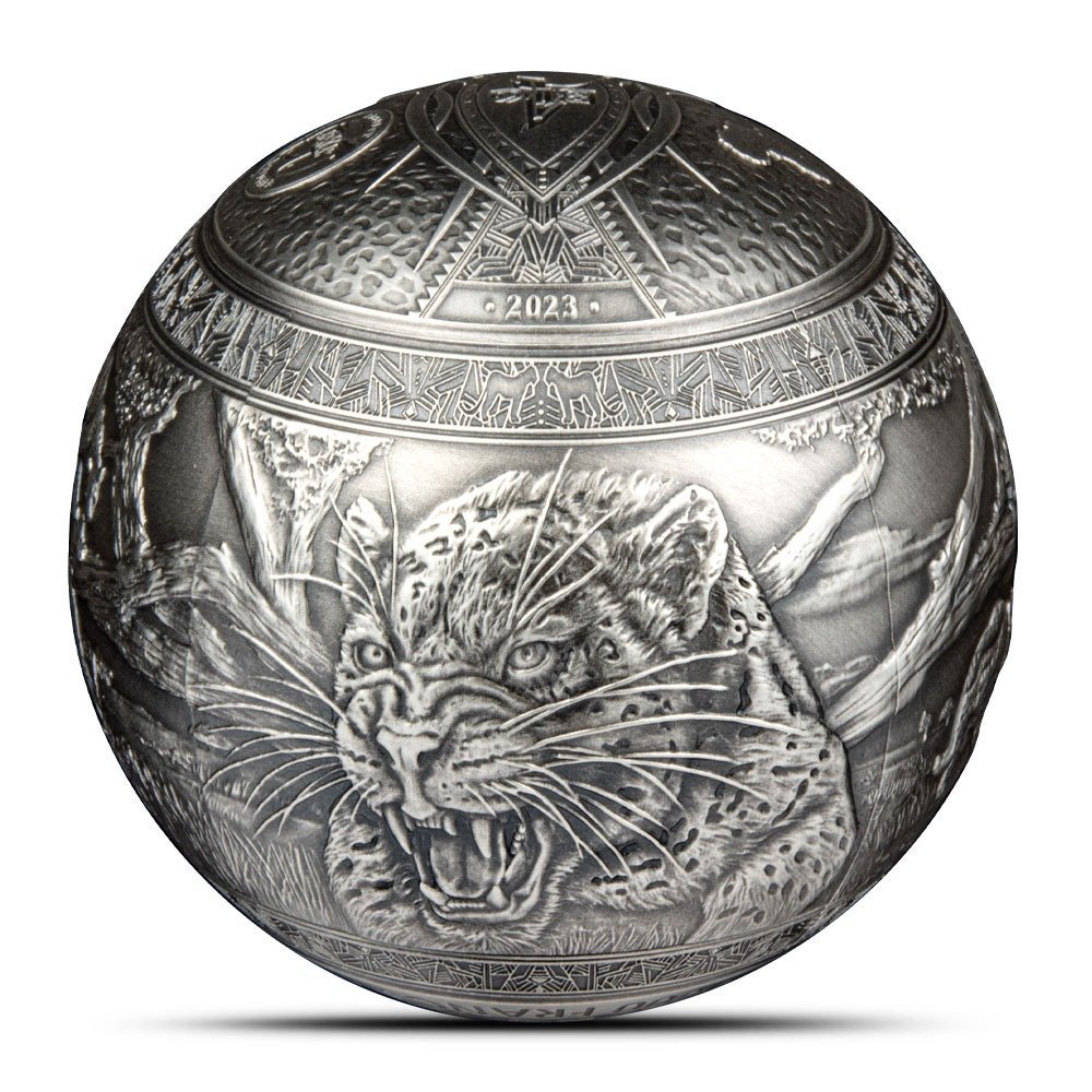 2023 1 Kilo Antique Republic of Djibouti Silver The Lightning Leopard Sphere Coin (Box + CoA) - Image 4