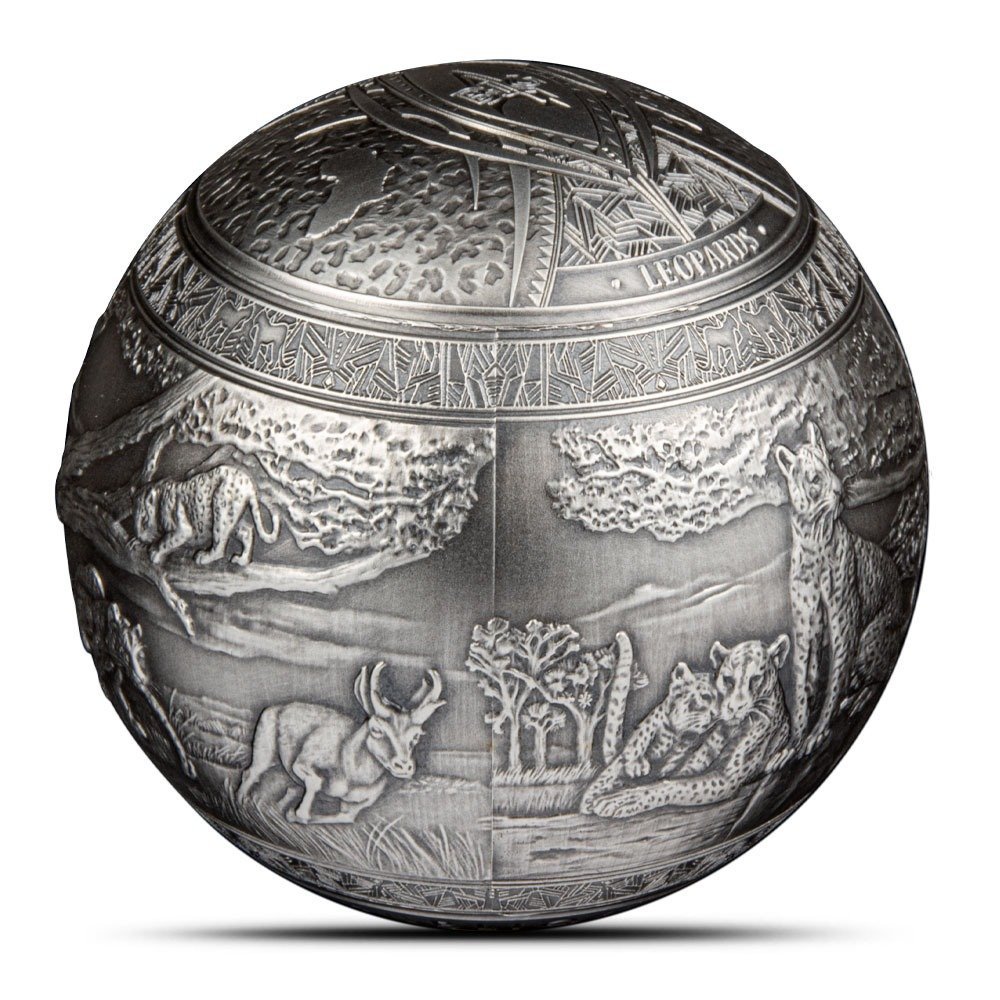 2023 1 Kilo Antique Republic of Djibouti Silver The Lightning Leopard Sphere Coin (Box + CoA) - Image 3