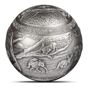 2023 1 Kilo Antique Republic of Djibouti Silver The Lightning Leopard Sphere Coin (Box + CoA)