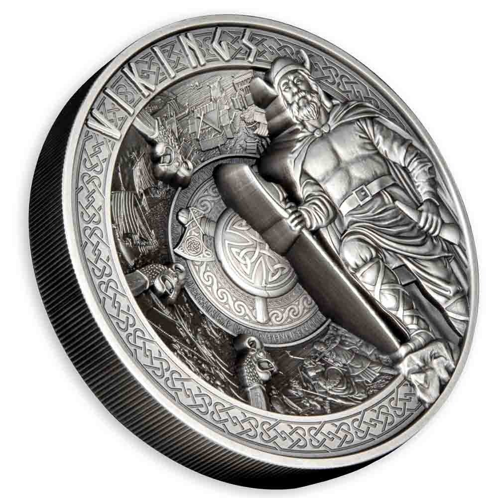 2023 1 Kilo Antique Samoa Silver Vikings Coin (Box + CoA) - Image 3